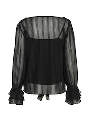 Cream Casual Fit CRSadia V-Neck Ruffles Black Blouse - Image 4 of 4