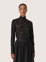 Soaked in Luxury SLCamine Turtleneck Lace Black T-Shirt - Image 1 of 6