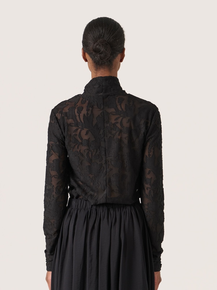Soaked in Luxury SLCamine Turtleneck Lace Black T-Shirt - Image 2 of 6
