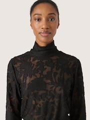 Soaked in Luxury SLCamine Turtleneck Lace Black T-Shirt - Image 4 of 6