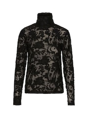 Soaked in Luxury SLCamine Turtleneck Lace Black T-Shirt - Image 5 of 6