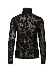 Soaked in Luxury SLCamine Turtleneck Lace Black T-Shirt - Image 6 of 6