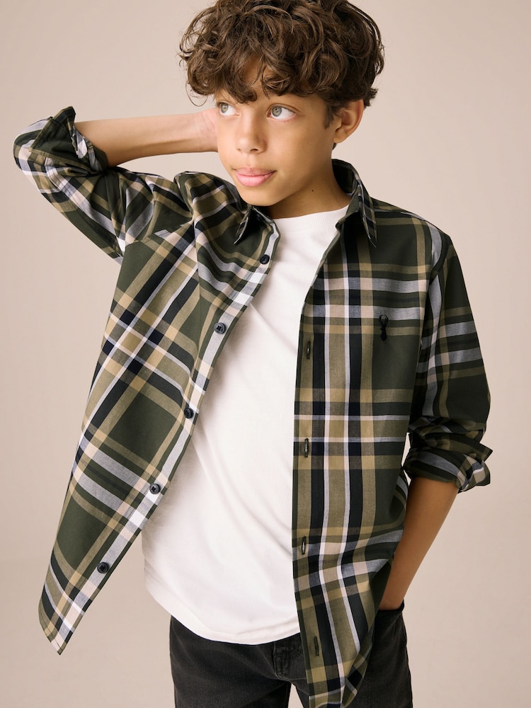 Green Long Sleeve Cotton Check Shirt (3-16yrs) - Image 2 of 9