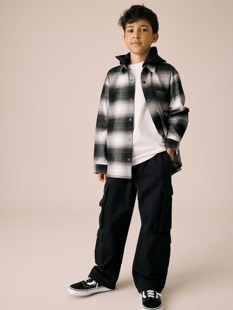 Mono Core Long Sleeve Check Hooded Shirt (3-16yrs) - Image 2 of 8