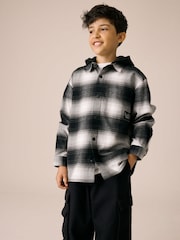 Mono Core Long Sleeve Check Hooded Shirt (3-16yrs) - Image 4 of 8
