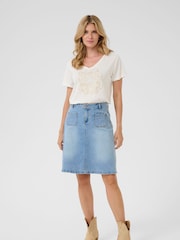 Cream Medium Blue A-Line Denim Skirt - Image 2 of 6