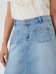 Cream Medium Blue A-Line Denim Skirt - Image 4 of 6