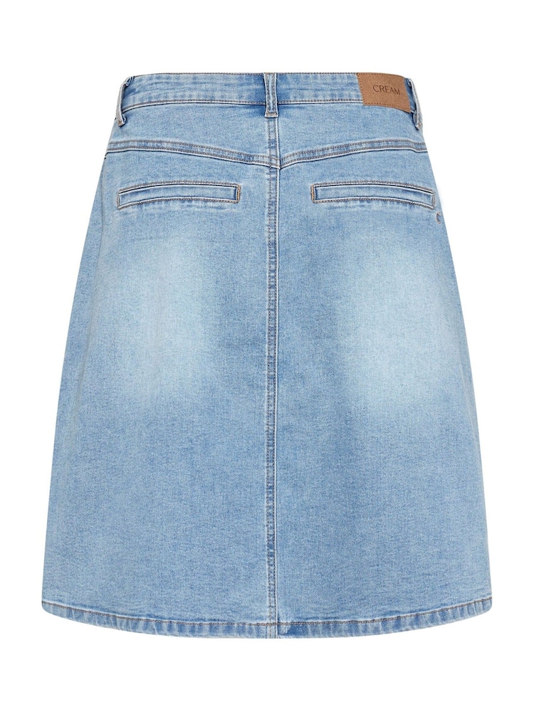 Cream Medium Blue A-Line Denim Skirt - Image 6 of 6