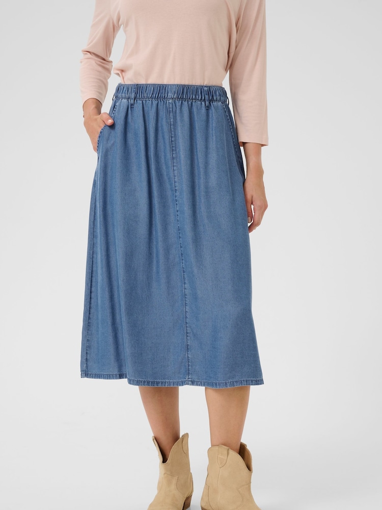 Cream Blue CRMolly Denim Midi Skirt - Image 1 of 6