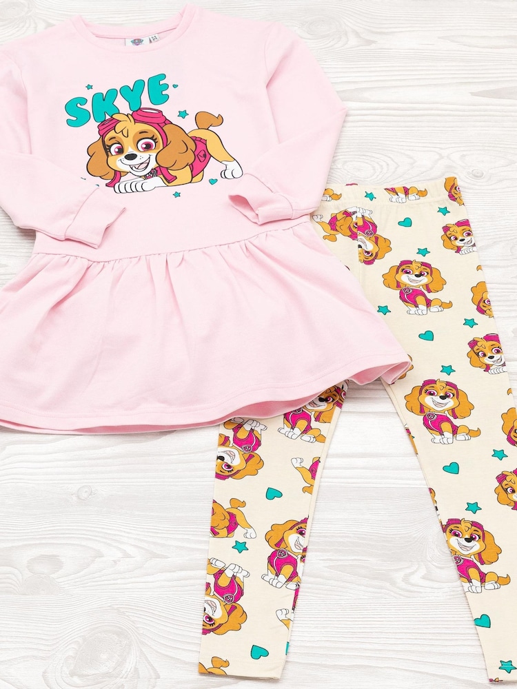 Vanilla Underground Pink 100% Cotton Paw Patrol Girls Dress and Leggings Set - Image 3 of 7