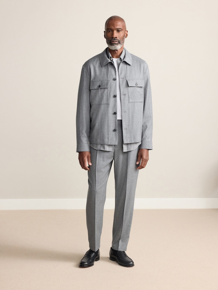 Grey Signature Regular Tapered 100% REDA Marino Wool Smart Trousers With Elasticated Back - Image 2 of 11