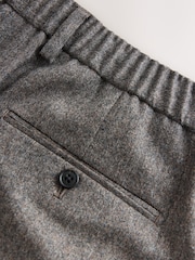 Neutral Brown Signature Regular Tapered 100% REDA Marino Wool Smart Trousers With Elasticated Back - Image 10 of 10