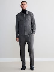 Neutral Brown Signature Regular Tapered 100% REDA Marino Wool Smart Trousers With Elasticated Back - Image 2 of 10