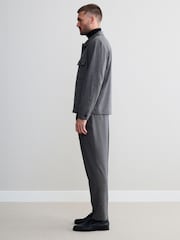 Neutral Brown Signature Regular Tapered 100% REDA Marino Wool Smart Trousers With Elasticated Back - Image 3 of 10