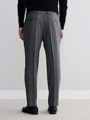 Neutral Brown Signature Regular Tapered 100% REDA Marino Wool Smart Trousers With Elasticated Back - Image 4 of 10