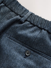 Navy Blue Signature Regular Tapered 100% REDA Marino Wool Smart Trousers With Elasticated Back - Image 10 of 10