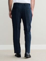 Navy Blue Signature Regular Tapered 100% REDA Marino Wool Smart Trousers With Elasticated Back - Image 4 of 10