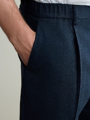 Navy Blue Signature Regular Tapered 100% REDA Marino Wool Smart Trousers With Elasticated Back - Image 5 of 10