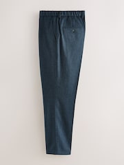 Navy Blue Signature Regular Tapered 100% REDA Marino Wool Smart Trousers With Elasticated Back - Image 7 of 10