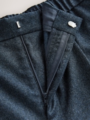 Navy Blue Signature Regular Tapered 100% REDA Marino Wool Smart Trousers With Elasticated Back - Image 9 of 10