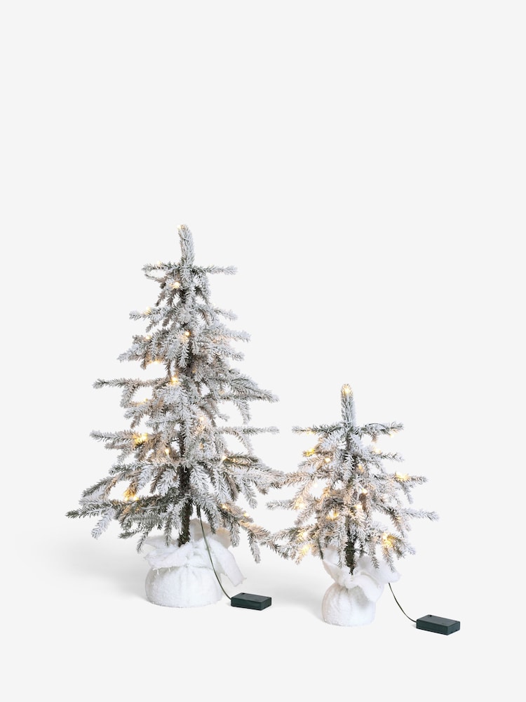 White Snowy Downswept Set of 2  Pre Lit Christmas Tree - Image 4 of 4