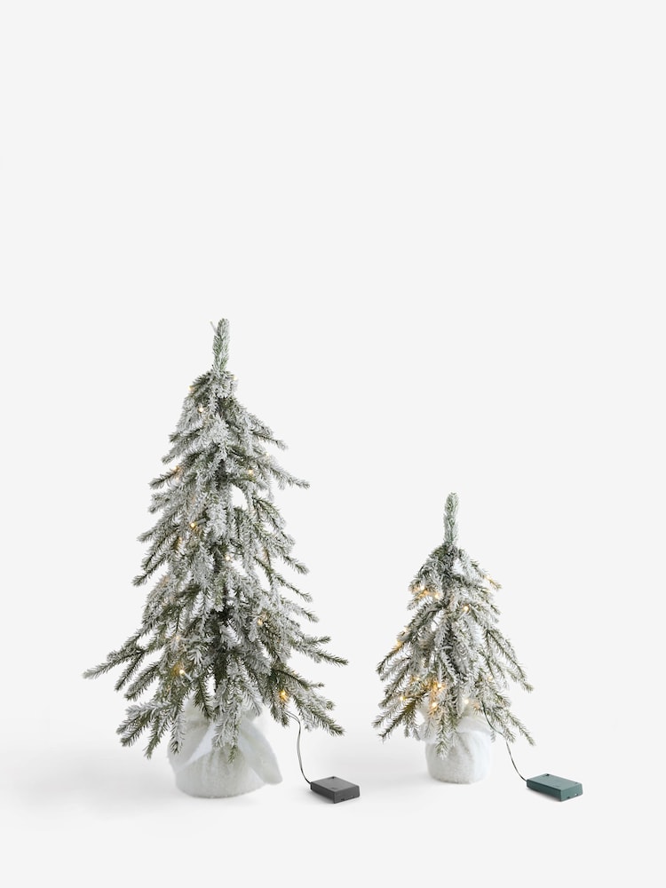White Snowy Downswept Set of 2 Pre Lit Christmas Tree - Image 5 of 5 White Snowy Downswept Set of 2 Pre Lit Christmas Tree - Image 5 of 5