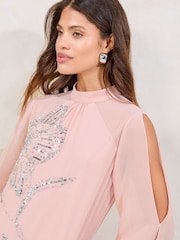 Lipsy Sequin Embellished Split Sleeve Mini Shift Dress - Bild 3 von 4