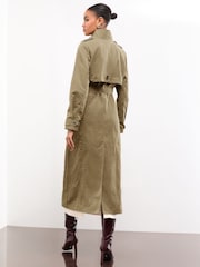 Lipsy Khaki Green Petite Blouson Sleeve Papertouch Funnel Neck Trench Coat - Image 5 of 5