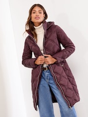 Lipsy Cherry Red Petite Mid Length Shower Resistant Padded Coat - Image 1 of 4