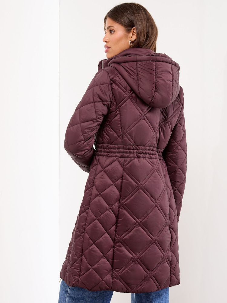 Lipsy Cherry Red Petite Mid Length Shower Resistant Padded Coat - Image 2 of 4