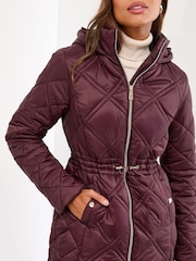 Lipsy Cherry Red Petite Mid Length Shower Resistant Padded Coat - Image 4 of 4