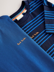 Paul Smith Junior Boys Cobalt Blue Signature T-Shirts Set 2 pack - Image 6 of 6
