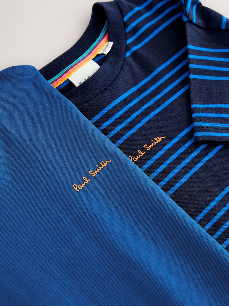 Paul Smith Junior Boys Cobalt Blue Signature T-Shirts Set 2 pack - Image 6 of 6
