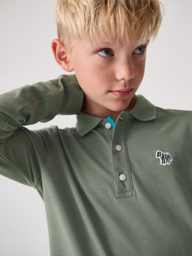Paul Smith Junior Boys Long Sleeve Zebra Print Polo Shirt - Image 2 of 5 Paul Smith Junior Boys Long Sleeve Zebra Print Polo Shirt - Image 2 of 5