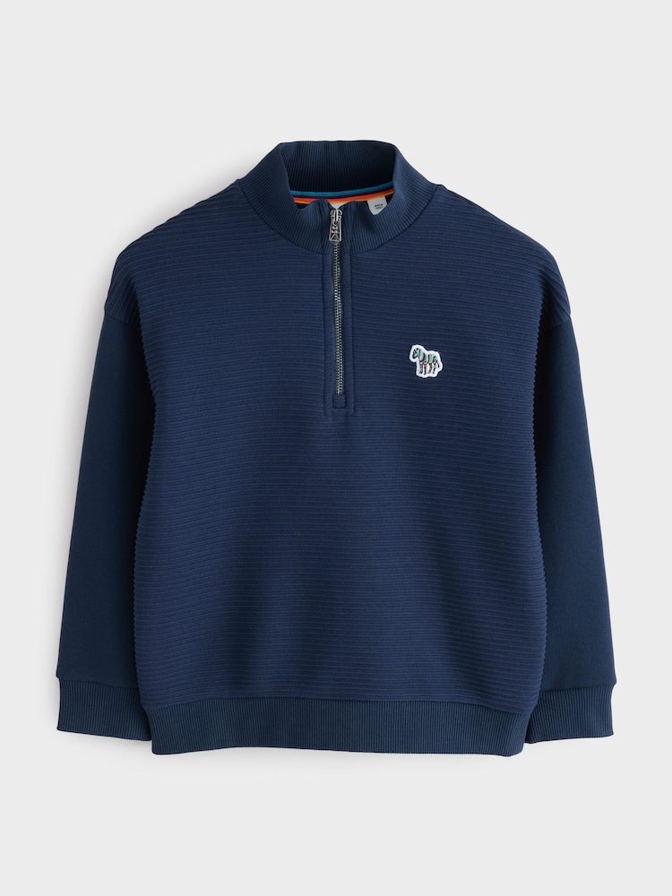 Paul Smith Junior Boys Textured Zip Neck Sweatshirt - Image 1 of 5