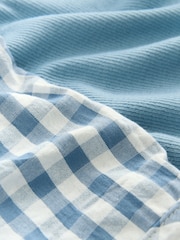 Blue Gingham Rib Vest Woven Short Set Pyjamas - Image 9 of 10