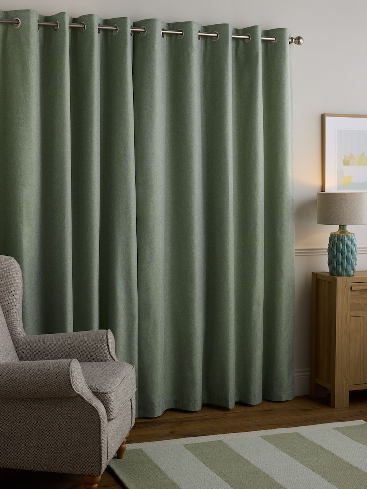 Green Soft Marl Lined Eyelet Curtains - Image 2 of 5