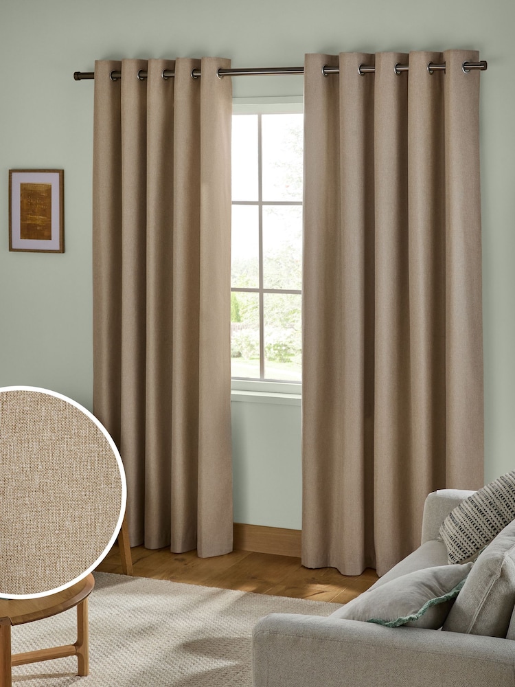 Natural Soft Marl Lined Eyelet Curtains - Image 1 of 5