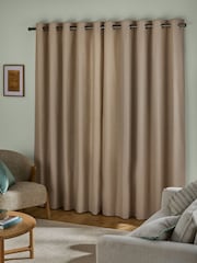 Natural Soft Marl Lined Eyelet Curtains - Image 2 of 5