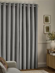 Grey Soft Marl Lined Eyelet Curtains - Image 2 of 5