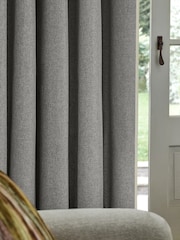 Grey Soft Marl Lined Eyelet Curtains - Image 3 of 5