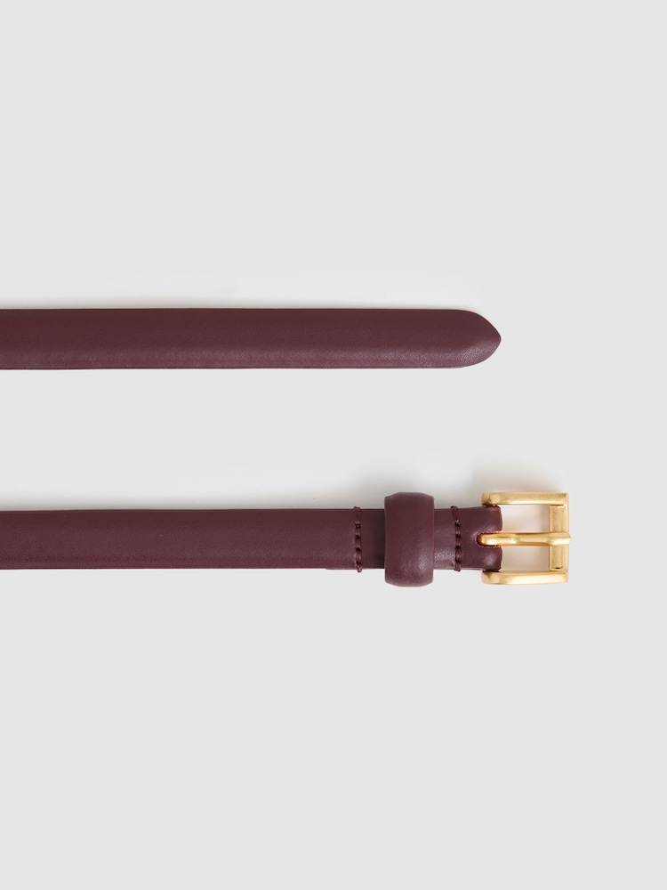 Reiss Oxblood Holly Leather Skinny Belt - Image 3 of 4