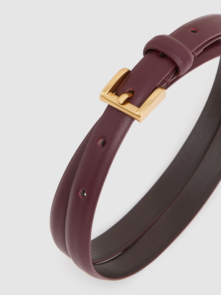 Reiss Oxblood Holly Thin Leather Belt - Image 4 of 4 Reiss Oxblood Holly Thin Leather Belt - Image 4 of 4