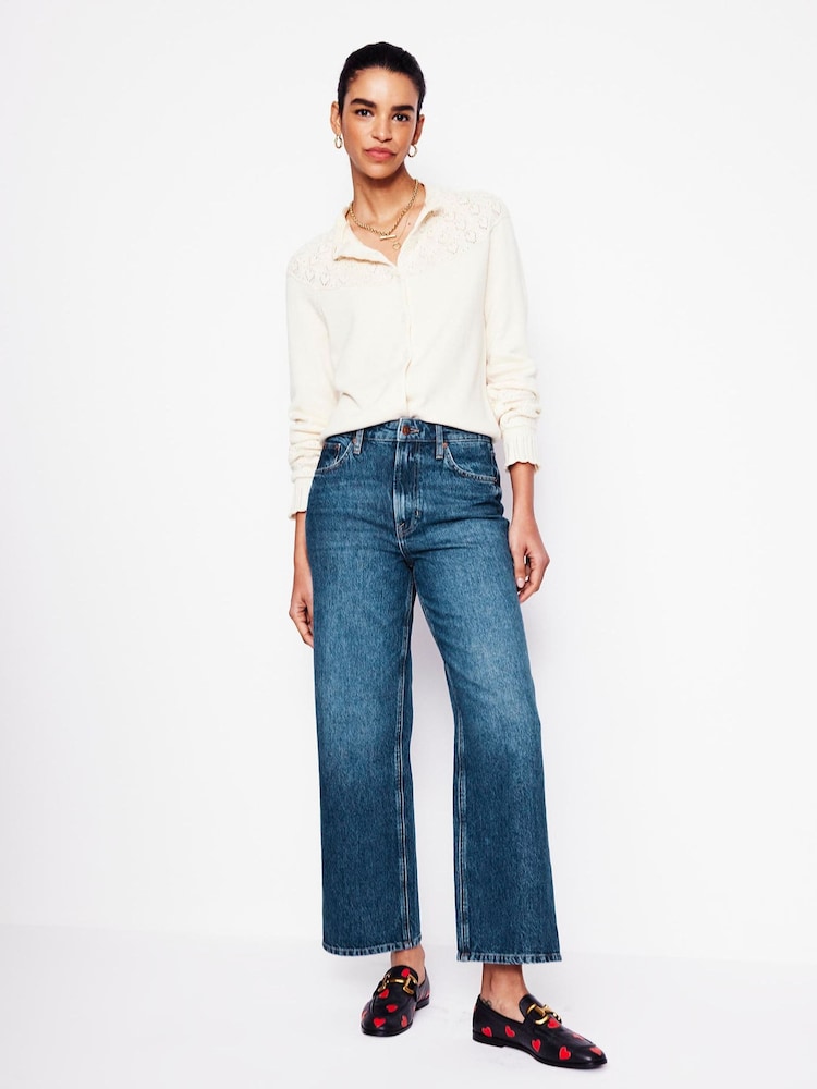 Boden Blue High Rise Straight Crop Jeans - Image 3 of 6