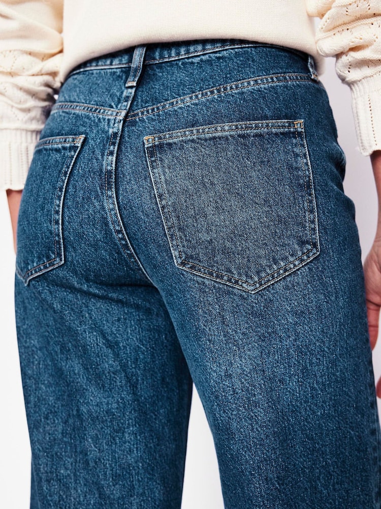Boden Blue High Rise Straight Crop Jeans - Image 5 of 6