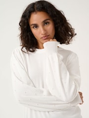 Kaffe Regular Fit KAkaren Beaded Pullover Jumper - Image 4 of 6