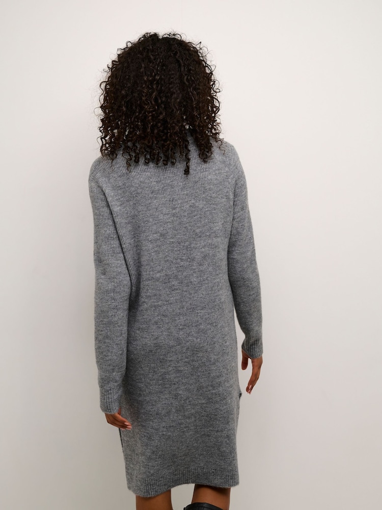 Kaffe KAjuno V-Neck Knee Length Knit Natural Dress - Image 2 of 6