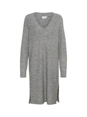Kaffe KAjuno V-Neck Knee Length Knit Natural Dress - Image 5 of 6