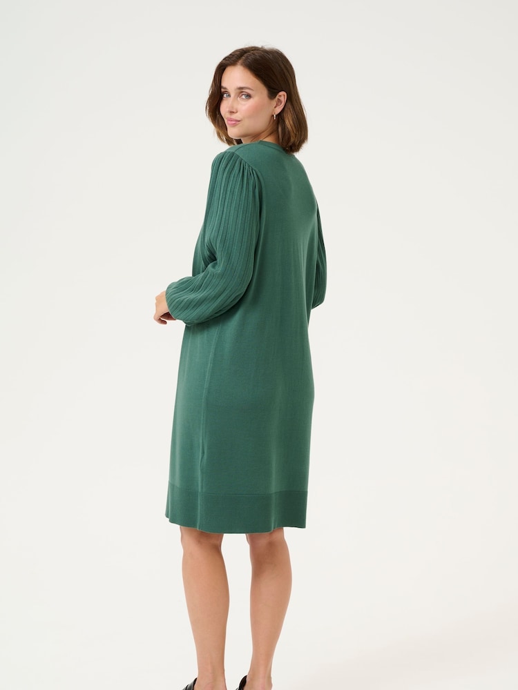 Kaffe Kalone Knit Round Neck Knee Length Dress - Image 2 of 2