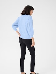 Kaffe Blue KArita 3/4 Sleeve High Neck Pullover Jumper - Image 2 of 5